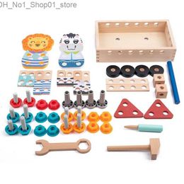 Sorting Nesting Stacking toys Wood and Bolts Set Building Block Construction Travel Toy Model Assemble Tool Kits for Kids 3 Years Old and Up Q231218