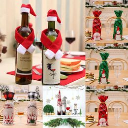 New Christmas Toy Supplies 2PCS Christmas Wine Bottle Cover Merry Christmas Decorations for Party Home Christmas Ornament Xmas Table Decor New Year Gifts