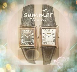 Couple Square Roman Dial Women Men Watches waterproof tank-must-design clock Tank Series Rolse Gold Silver Stainless Steel Case Quartz Battery Lady Watch gifts