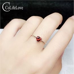 Simple 925 silver garnet heart ring 5 mm natural garnet silver engagement ring sterling silver garnet fine jewelry CoLifeLove217H