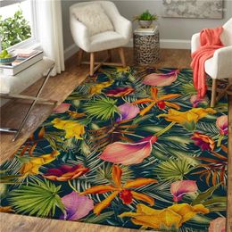 Carpets Tropical Flower 3D Printed Carpet Mat For Living Room Doormat Flannel Print Bedroom Non-slip Floor Rug Style-3