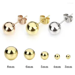 Stud Earrings 5pair/lot Stainless Steel Ball Studs Fastnes Ear Post For Women Men 3-8mm Dia Earring Pin Jewellery Wholesale