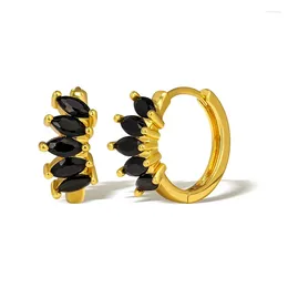 Hoop Earrings Minimalist Black Zircon Europen And American Circle Piercing Huggie Earring For Women Jewelry Accessories