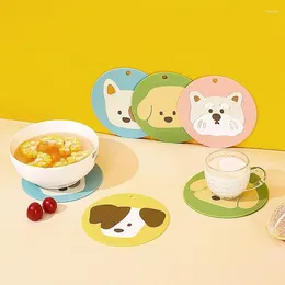 Table Mats Creative Round Placemat Thicken Non-Slip Glass Dog Pattern Bowl Pad Cartoon Heat Insulation For Cup Mat