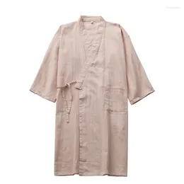 Ethnic Clothing Bathrobe Men's And Women's Pure Cotton Yarn Japanese Kimono Sweat Robe Thin All Gauze Solid Color Home Pajamas
