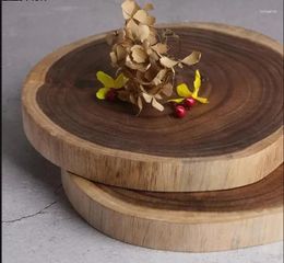 Plates Creative Natural Wooden Tray Restaurant Serving Breakfast Fruit Dessert Plate Nordic Home Kitchen Tableware