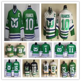 Men Retro Hartford Whalers Jersey Hockey 9 GORDIE HOWE 10 Ron Francis Ray Ferraro 5 Ulf Samuelsson Pat Verbeek Kevin Dineen 1 Mike Liut DAVE