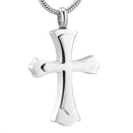 IJD12236 Stacked Cross Cremation Jewellery Necklace Urn Memorial Keepsake Pendant for Ashes with Funnel Fill Kit322T