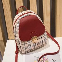 Evening Bags Checkered Shoulder Bag for Women s Korean Version Color Matching Mini Backpack with Fashionable Buckle Crossbody 231218