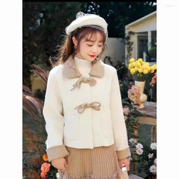 Women's Jackets Wool Coat For Women 2023 Autumn Winter Fashion Casual Office Lady Horn ButtonTurn Down Collar Solid Short