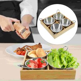Dinnerware Sets Wooden Serving Platter Plate Buffet Fruit Bowl Snack Container Pot Stainless Steel Dish Vegetable