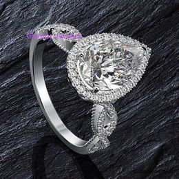 Diamond Settinghandmade 4ct Moissanite Diamond Ring 100% Original Sterling Sier Engagement Wedding Band Rings for Women Bridal Jewellery
