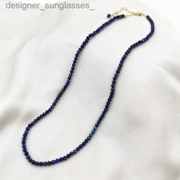 Pendant Necklaces Faceted Lis Lazuli Necklace Delicate Adjustable 14K Gold Filled Chains Natural Stones Collier Femme Unique Women BOHO NecklaceL231218