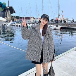 Women's Trench Coats Oversized Hooded Plaid Puffer Coat White Duck Down Parkas Thick Warm Loose Snow Outwear Winter 2023