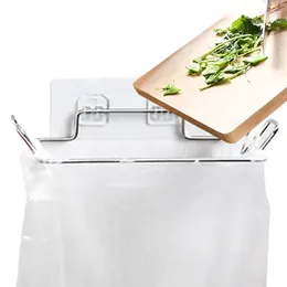 Kitchen Storage Stainless Steel Trash Bag Holder Rack Portable Garbage Hanging For Cabinets Doors Cupboards