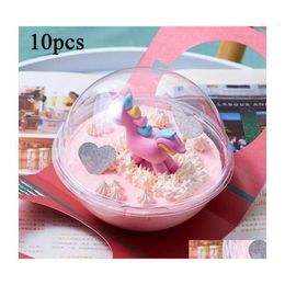 Gift Wrap 10Pcs Transparent Open Plastic Clear Present Box Decoration Cake Container Portable Mousse Ball Round Drop Delivery Home G Dhma2