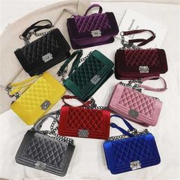 2024 New Designer women's crossbody shoulder Golden chain square diagonal cross hand small spicy mom Lingge bag