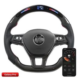 Real Carbon Fiber Car Steering Wheel for VW POLO LED Display Auto Accessories