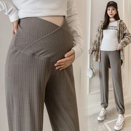 Capris Spring Autumn Wide Leg Loose Maternty Straight Pants Elastic Waist Belly Long Pants for Pregnant Women Pregnancy Trousers