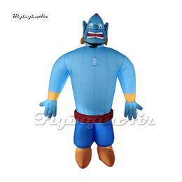 Funny Giant Walking Inflatable Genie Costume Arabic Fairy Tale Aladdin's Magic Lamp Djinni Model Wearable Blow Up Cartoon Character Suit For Party Event