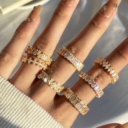 Sterling Sier Zircon Jewellery Eternity Band Diamond Engagement Wedding Ring Stackable Gold Plated Rings Jewelry Women