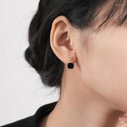 Stud Earrings VIANRLA 925 Sterling Silver Geometry Charms Earring 18k Gold Plated Black Enamel Fashion Jewellery Women Drop
