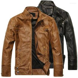 Men's Jackets Men's Slim Leather Fashion Motorcycle Jacket Retro Stand Collar Hard