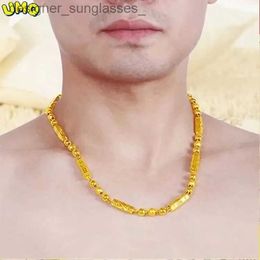 Pendant Necklaces Plated 100% Real Gold 24k 999 Necklace Men's 999 Dominant Personality Fashion Jewellery 999 Permanent Colour Pure 18K Gold JewelryL231218