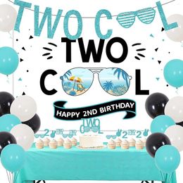 Party Decoration JOYMEMO Two Cool Birthday Decorations For Boys Happy 2nd Backdrop Banner Glitter 2 Year Old Cake Topper