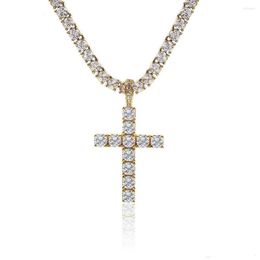 Pendant Necklaces Shinning Diamond Stone Crucifix Cross Pendants Necklace Stainless Steel Jewellery Platinum Plated Men Women Lover Gift