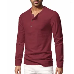 Men's Polos Mens Casual Long Sleeve Henley Shirts Fashion Button T