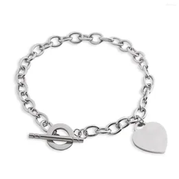 Link Bracelets 1pc Romantic Style Stainless Steel Box Chain Love Pendant Silicone Buckle Adjustable Bracelet For Women Couple Jewellery Gifts