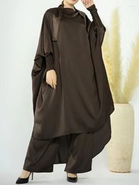 Ethnic Clothing Ramadan Eid Jilbabs For Women Muslim Prayer Clothes Jilbab 2 Piece Set Hooded Abaya Pants Dubai Khimar Hijab Dress Islam