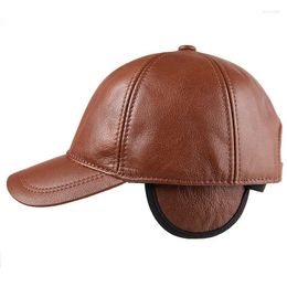 Ball Caps Men's Genuine Leather Hat Cap Cowboy Baseball Youth Adjustable Middle-aged Spring And Autumn Season B-8812