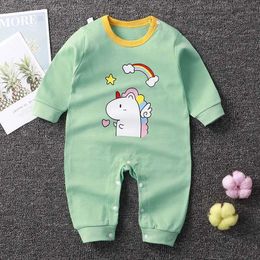 Rompers 2024 Spring and Autumn 0-2 Year Old Baby Jumpsuit Baby Jumpsuit Boys and Girls Long Sleep Trousseau Newborn Jumpsuit Climbing ClothingL2405