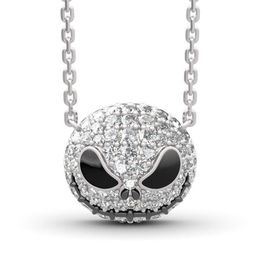 Nightmare before Christmas Skeleton Necklace Jack Skull Crystals Pendant Women Witch Necklace Goth Gothic Jewellery Whole J1218240q