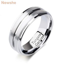 Band Rings she Tungsten Carbide Rings For Men Groove Ring 8mm Mens Wedding Band Charm Jewelry Gift Size 8-13 TRX061 231218