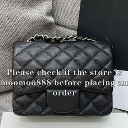 12A All-New Mirror Quality Designer Mini Classic Square Flap Bags Womens Genuine Leather Caviar Lambskin Quilted Purse Luxury Black Shoulder Gold Chain Strap Box Bag