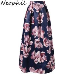 Dresses Neophil Flower Floral Print High Waist 2023 Fashion Vintage Satin Muslim Women Pleated 100cm Maxi Long Skirts Saias Longa Ms1017