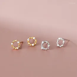 Stud Earrings 925 Sterling Silver 14K Gold Plated Leaf For Women Exquisite Zircon Geometric Hoop Fashion Jewellery Gifts