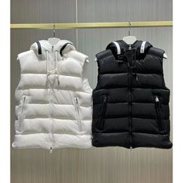 Men's Vests 23 winter letter hooded vest down jacket casual simple thickened thermal men and women the same fashion 231218