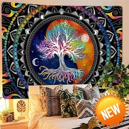 1pc Tree Of Life Tapestry Sun Moon Print Peach Skin Tapestry Wall Hanging For Living Room Bedroom Dorm RoomHome Decoration