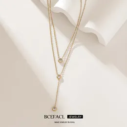 Pendant Necklaces BCEFACL 316L Stainless Steel Simple White Zircon Necklace For Women Daily Wear Fashion Clavicle Neck Chain Jewellery Gift