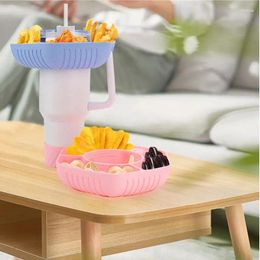 Plates Cup Snack Bowl Silicone Divided Tray Platter Durable Portable 3 Compartments For 40 Oz Popcorn Chips Candy Nuts