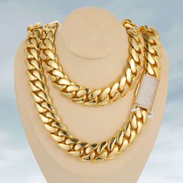 Wholesale Luxury Hip Hop Jewellery Mens Custom 18k Gold Plated Solid Brass Heavy Miami Cuban Link Chain Necklace