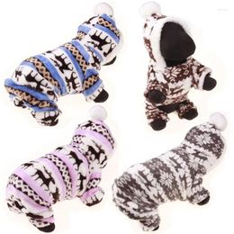 Dog Apparel Pet Fleece Deer Pattern Warm Clothes Winter Snowflake Soft Dogs Thickened Plush Coats For Teddy Small Pets Supplies