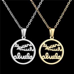 Pendant Necklaces XLNT 2019 Fashion Stainless Steel Grandmother Pendant Necklace Grandma Statement Necklace For Family GiftL231218