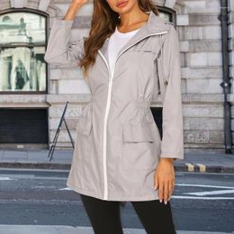 Women's Trench Coats Lightweight Waterproof Jacket Spring Autumn Hooded Windbreaker Raincoat Female Long Hiking Climbing Rain Jackets