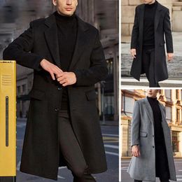 Men's Jackets Korean Style Loose Coat Casual Single-breasted Overcoat Autumn Winter Fashion Long Sleeve Woollen 2023