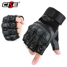 Motorcycle Gloves Touch Screen PU Leather Motorcycle Half Finger Glove Motorbike Motocross Moto Hard Fingerless Riding Biker Protective GearL2312.14